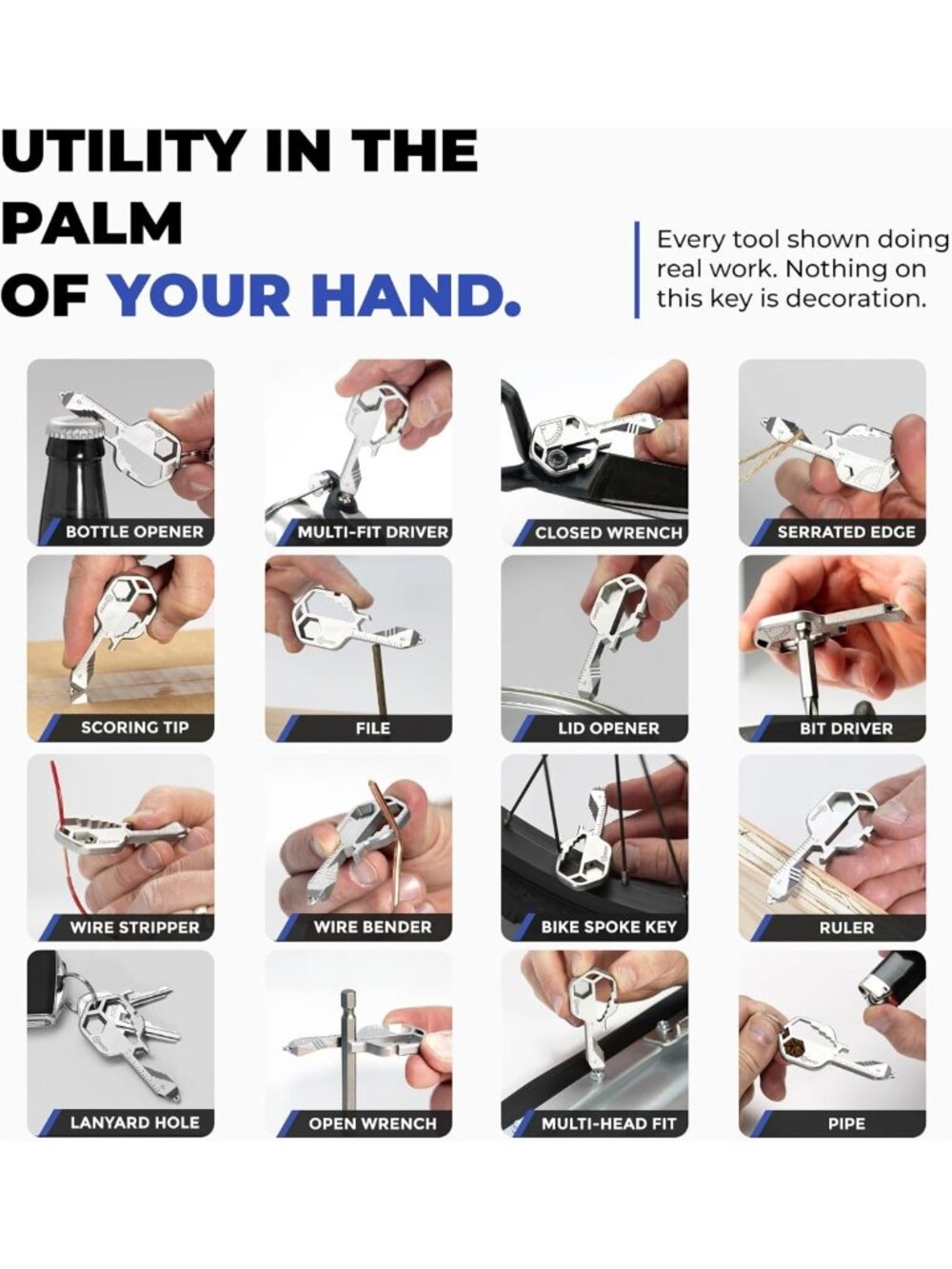 Versatile Keychain Multitool with 16 Functions | Compact Key Tool & Bottle - Picture 3 of 7